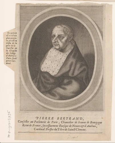 Portret van Pierre Bertrand by Etienne Picart, print, 1660