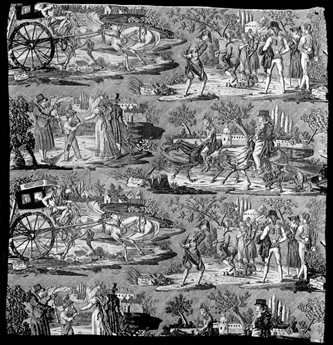 La Route de St. Cloud ou de Poissy (Furnishing Fabric) by Carle Vernet, textile, 1822-1830