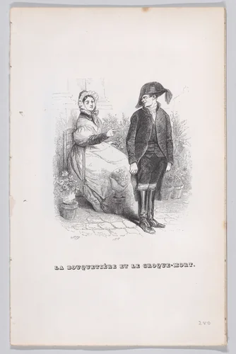 The Flower Seller and the Undertaker, from "The Complete Works of Béranger" by J. J. Grandville, print, 1836