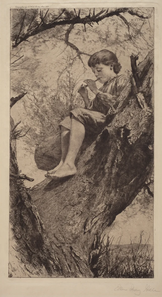 The Willow Whistle by Ellen Day Hale, print, 1888