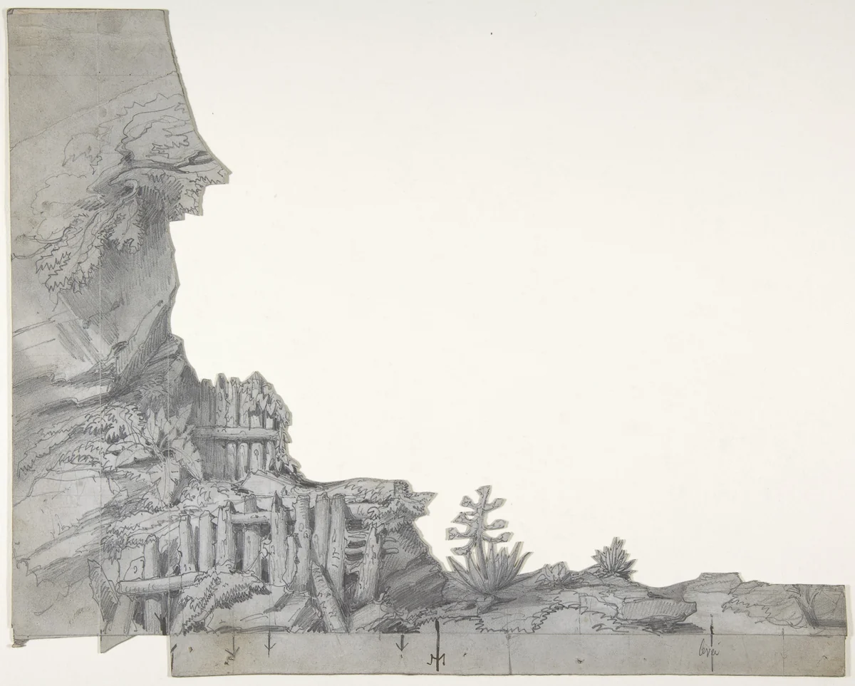 Design for a Stage Set at the Opéra, Paris by Eugène Cicéri, drawing, 1830-1890