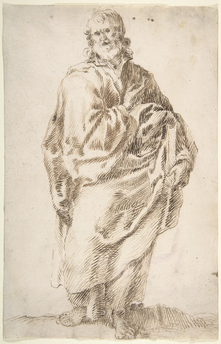 An Apostle Holding a Book by Francisco de Herrera, drawing, 1585-1654