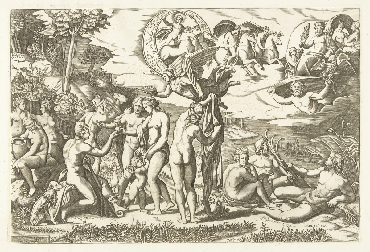 Oordeel van Paris by anonymous, print, 1517-1562