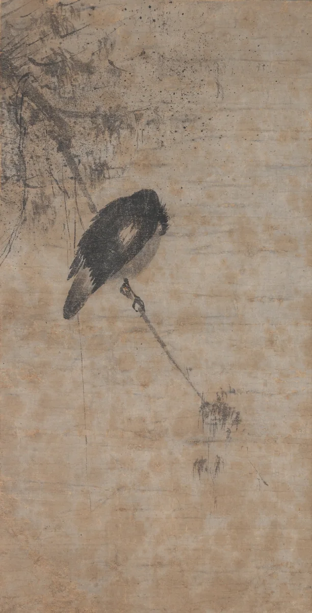 Willow and Magpie by Fachang Muqi, painting, 1225-1275