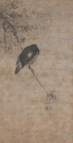 Willow and Magpie by Fachang Muqi, painting, 1225-1275