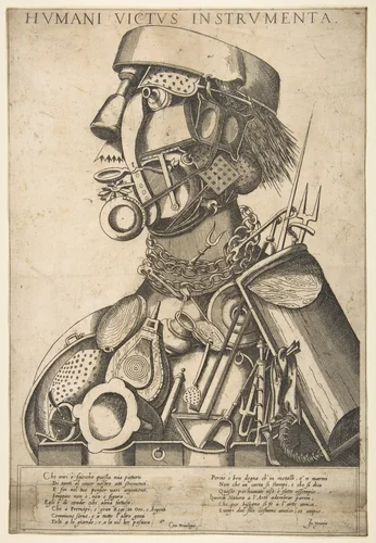 The Instruments of Human Sustenance (Humani Victus Instrumenta): Cooking by Giuseppe Arcimboldo, print, 1569-1600