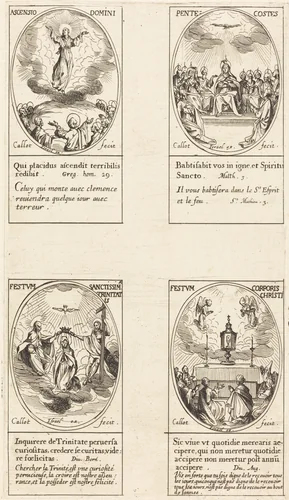 Ascension; Pentacost; Trinity; Corpus Christi by Jacques Callot, print, 1627-1637