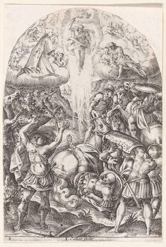 The Conversion of St. Paul, plate 2 from "Les Tableaux de Rome, Les Eglises Jubilaires" (The Paintings of Rome, The Churches Jubilee) by Jacques Callot, print, 1607-1611
