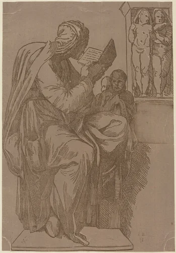 A Sibyl Reading by John Skippe; Michelangelo, print, 1780-1790
