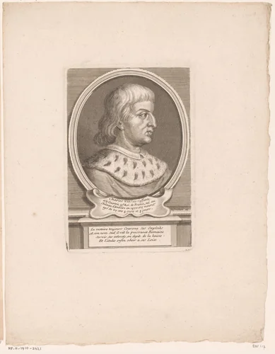Portret van Karel VIII by Étienne Desrochers, print, 1726