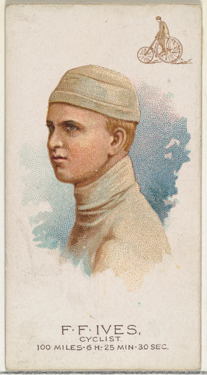 F.F. Ives, Cyclist, from World's Champions, Series 2 (N29) for Allen & Ginter Cigarettes by Allen & Ginter, print, 1888