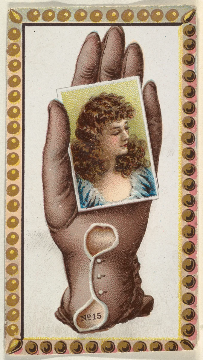 Card Number 15, cut-out from banner advertising the Opera Gloves series (G29) for Allen & Ginter Cigarettes by Allen & Ginter, print, 1885-1895