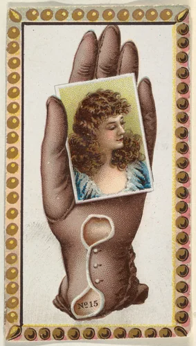 Card Number 15, cut-out from banner advertising the Opera Gloves series (G29) for Allen & Ginter Cigarettes by Allen & Ginter, print, 1885-1895