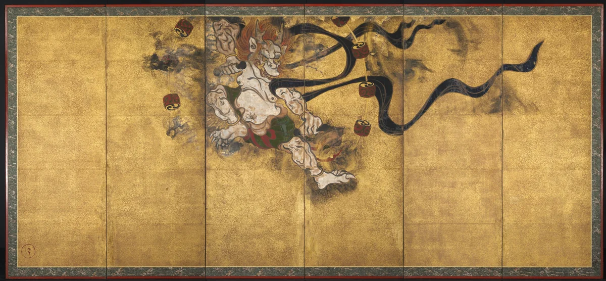 God of Thunder (Raijin) by Tawaraya Sōtatsu (俵屋宗達), painting, 1640-1670