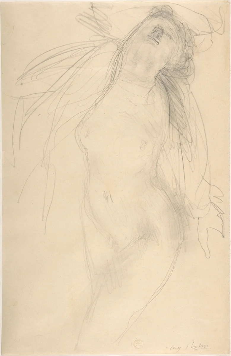 Female nude reclining by Auguste Rodin, drawing, 1909-1910
