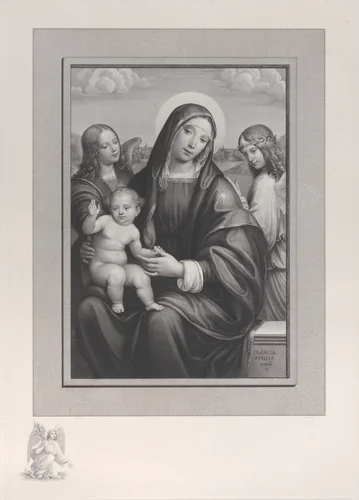 Madonna and Child with angels by Antonio Dalco, print, 1822-1888