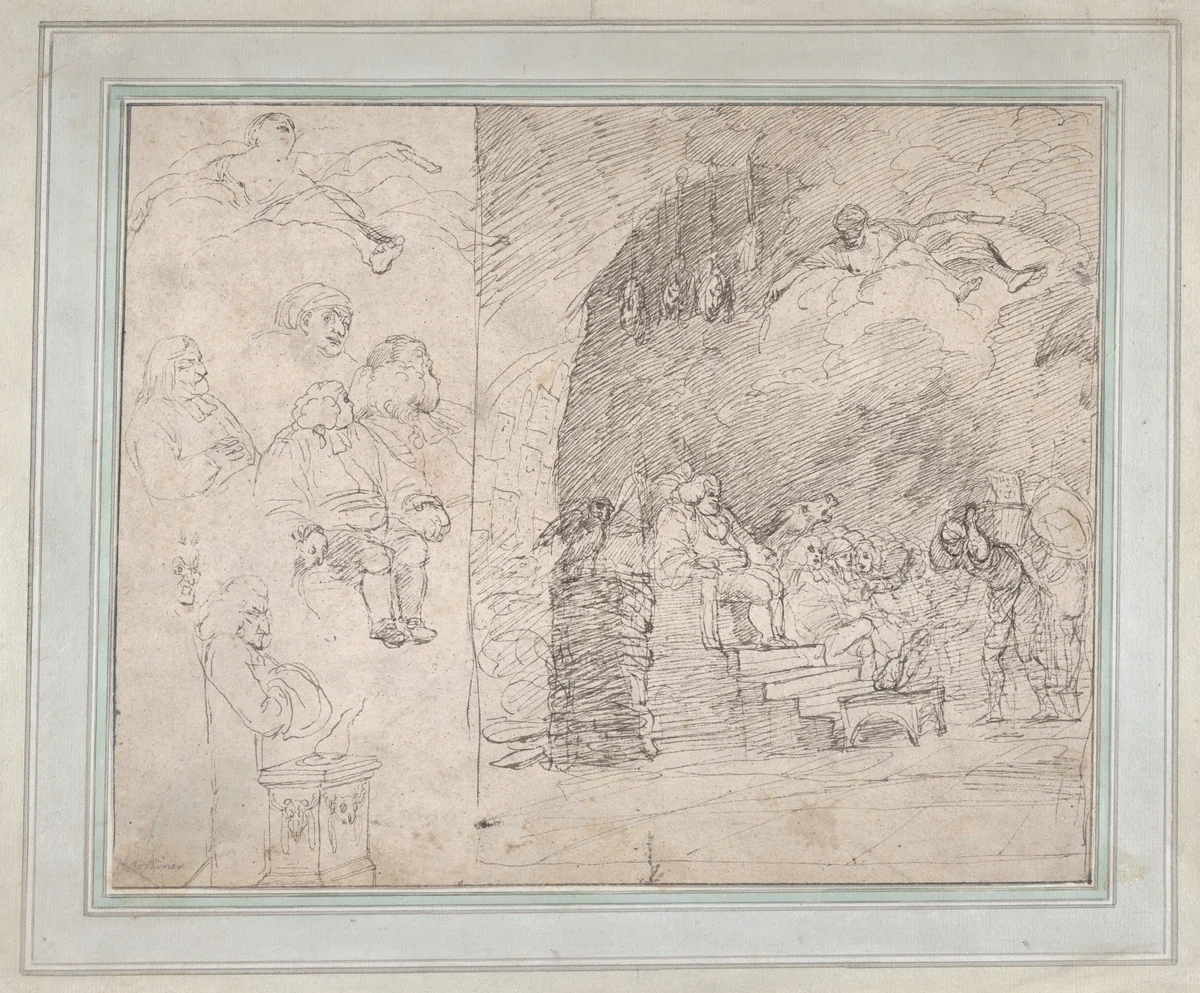 The Reviewers' Cave by John Hamilton Mortimer, drawing, 1765