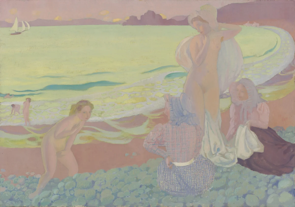 On the Beach of Trestrignel by Maurice Denis, drawing, 1898