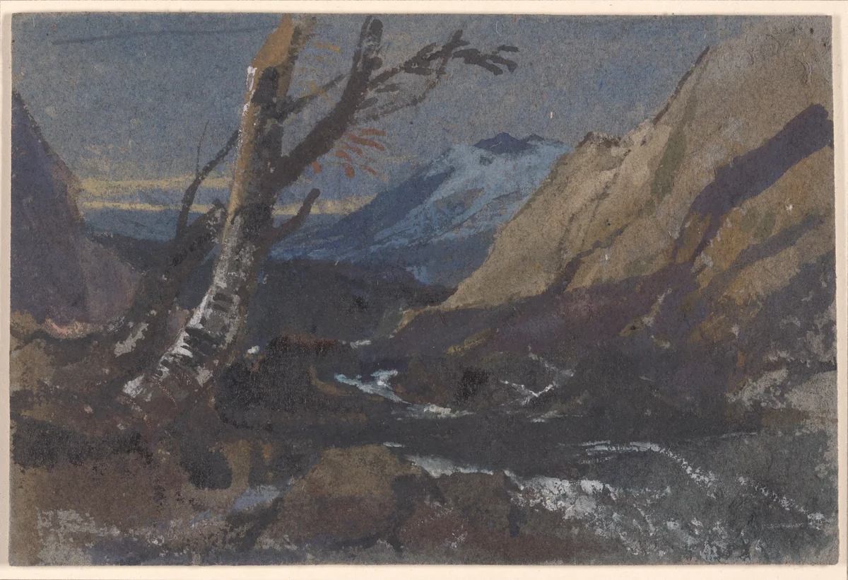 Study of trees by a mountain stream by William James Müller, drawing, 1833-1845
