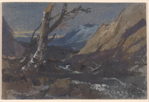 Study of trees by a mountain stream by William James Müller, drawing, 1833-1845