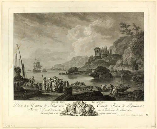 Gulf near Naples by Adrian Zingg, print, 1754-1808