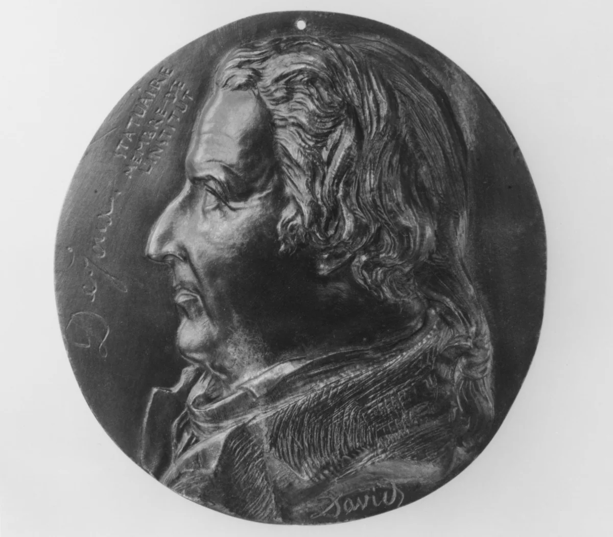Portrait of Claude Dejoux (1732–1816) by Pierre-Jean David d'Angers, metalwork, 1830-1865