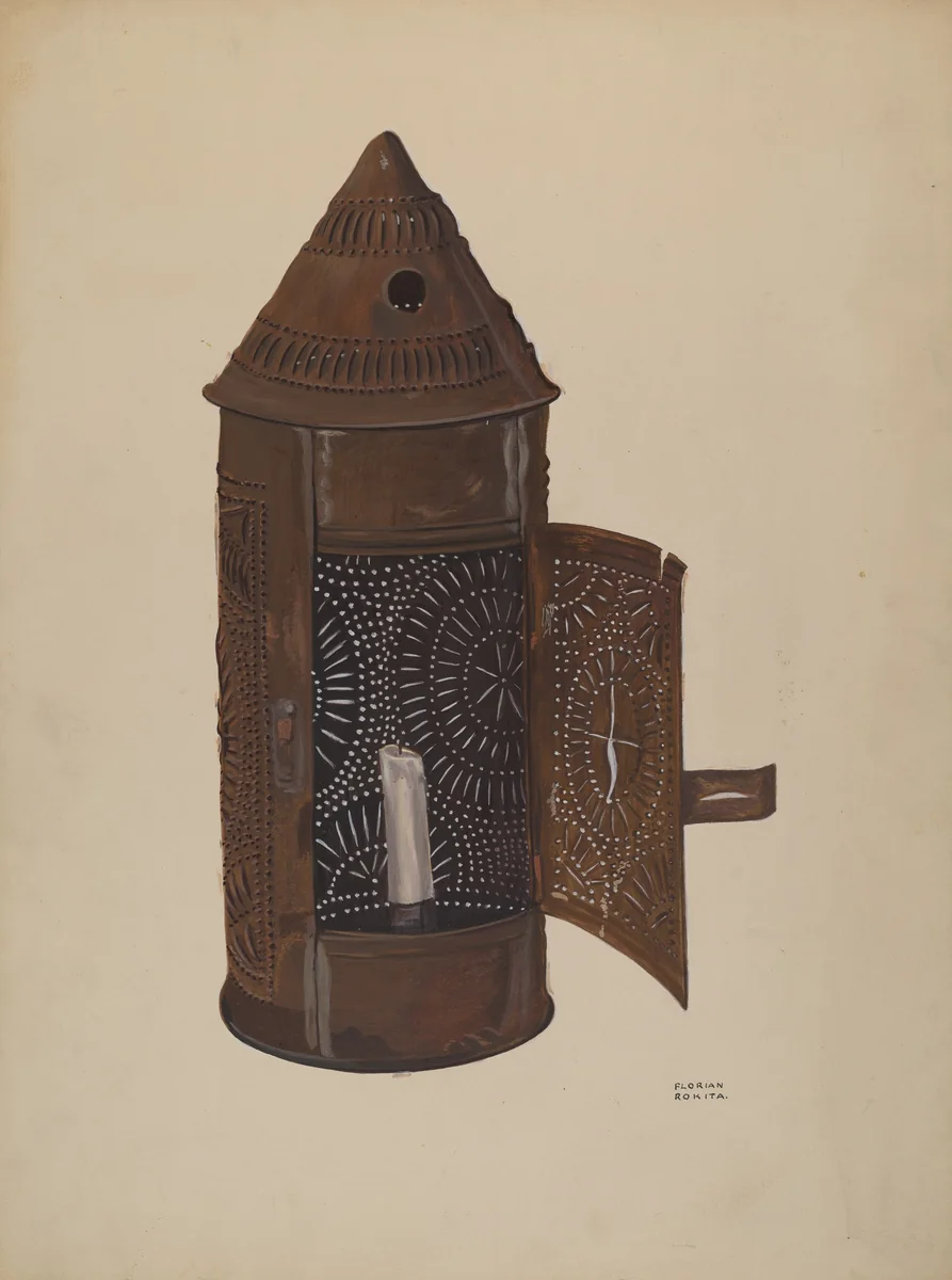 Pierced Iron Lantern by Florian Rokita, index of american design, 1936