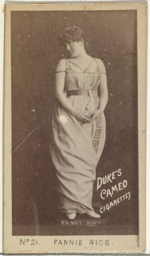 Card Number 21, Fannie Rice, from the Actors and Actresses series (N145-4) issued by Duke Sons & Co. to promote Cameo Cigarettes by W. Duke, Sons & Co., photograph, 1880-1889