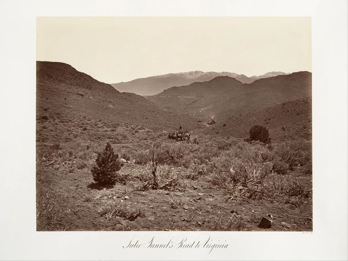 Sutro Tunnel's Road to Virginia City by Carleton E. Watkins, photograph, 1875