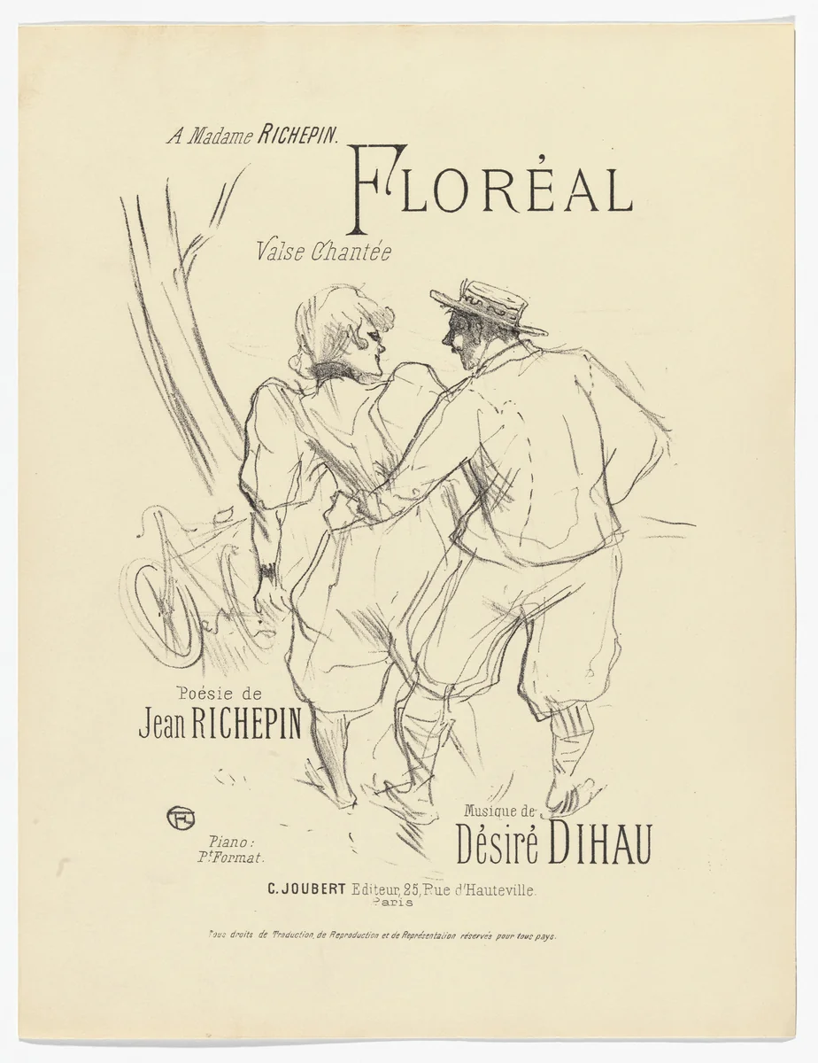 Floréal from Quatorze lithographies originales (Mélodies de Désiré Dihau) by Henri de Toulouse-Lautrec, illustrated book, 1895