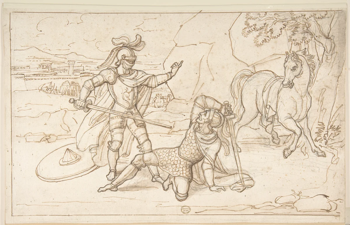 Duel of Knights by anonymous, drawing, 1800-1900
