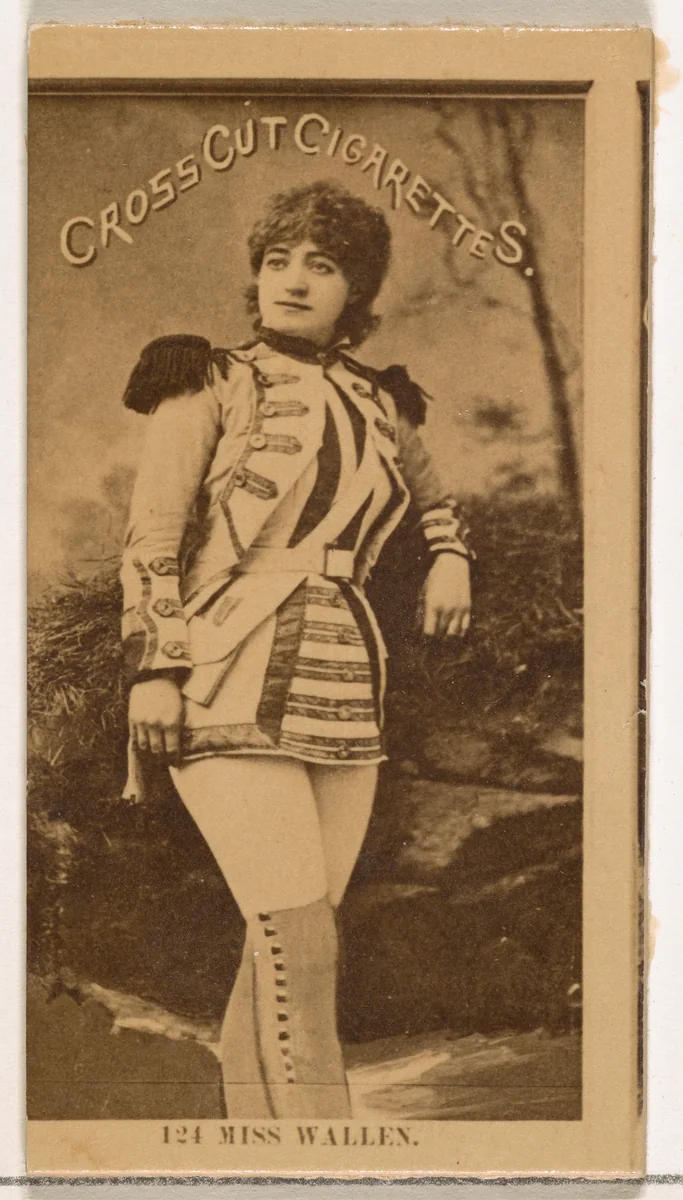Card Number 124, Miss Wallen, from the Actors and Actresses series (N145-2) issued by Duke Sons & Co. to promote Cross Cut Cigarettes by W. Duke, Sons & Co., photograph, 1880-1889