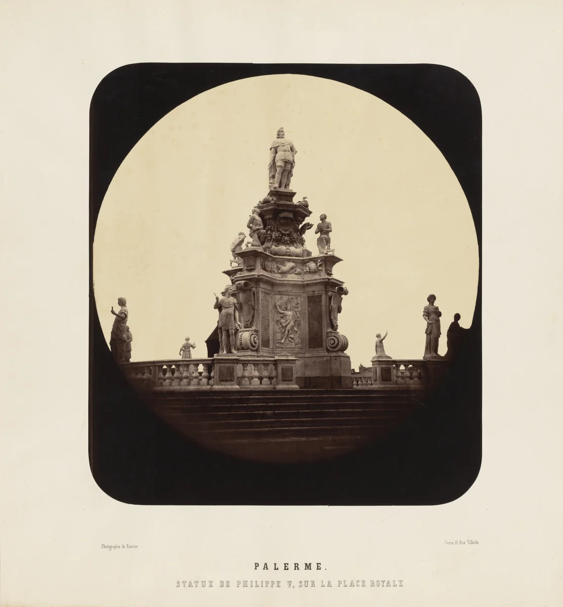 Statue of Philip V, Palermo by Gabriel de Rumine, photograph, 1859