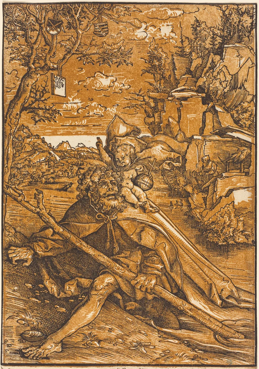 Saint Christopher by Lucas Cranach, print, 1506