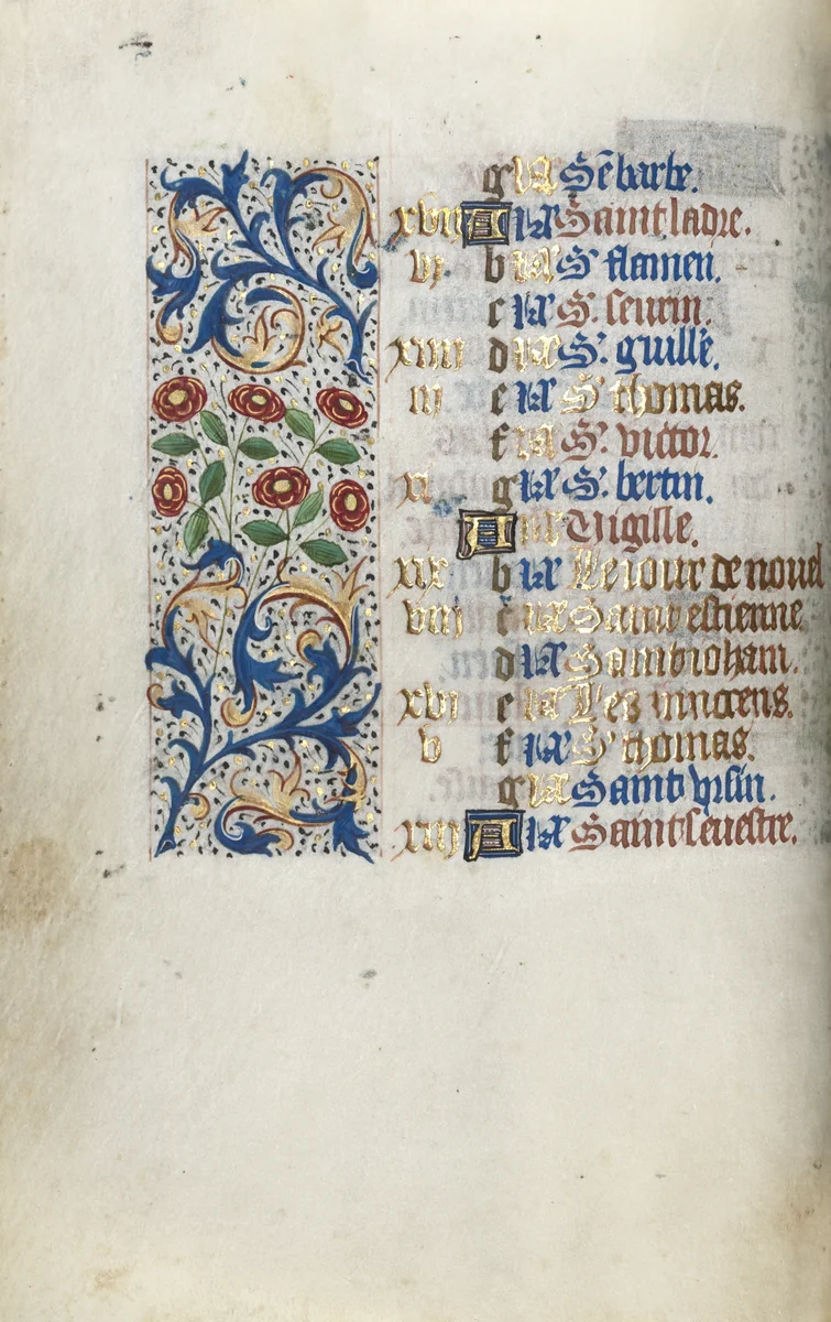 Book of Hours (Use of Rouen): fol. 12v by Master of the Geneva Latini, book, 1465-1475