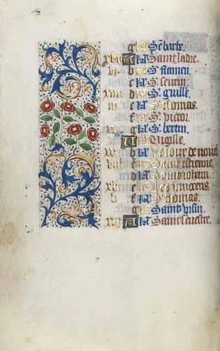 Book of Hours (Use of Rouen): fol. 12v by Master of the Geneva Latini, book, 1465-1475