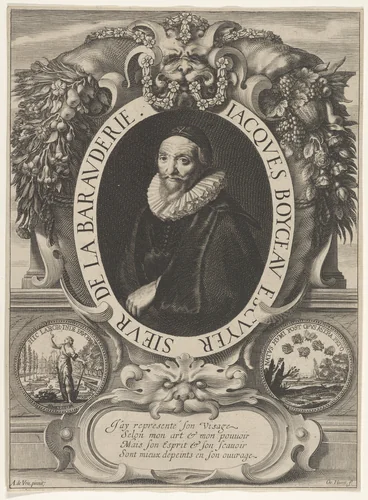 Frontispiece with a Portrait of Jacques Boyceau de la Berauderie (ca. 1560–1633) by Grégoire Huret, print, 1633-1643