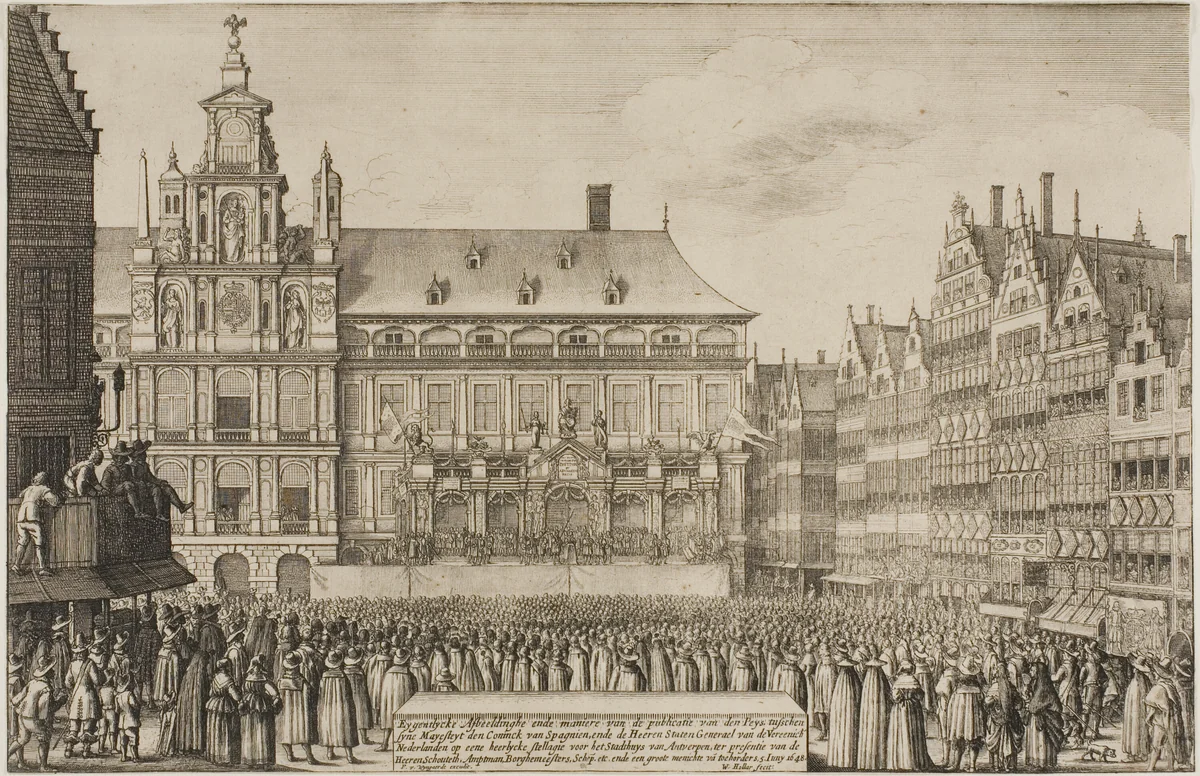 Proclamation of the Treaty of Münster by Wenceslaus Hollar, print, 1648