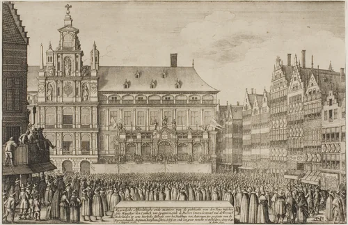 Proclamation of the Treaty of Münster by Wenceslaus Hollar, print, 1648