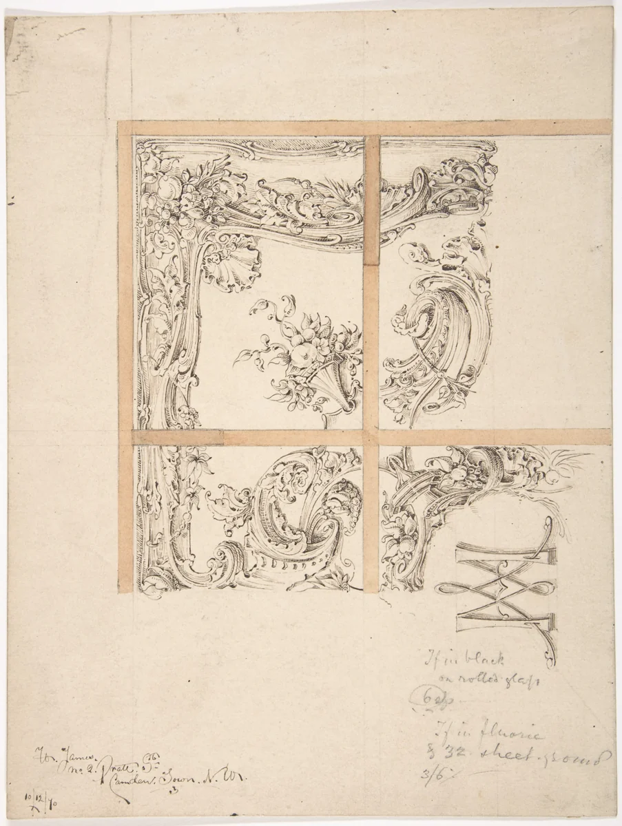 Design for Ornamental Glass, for 2 Prate Street, Camden Town, London by anonymous, drawing, 1870