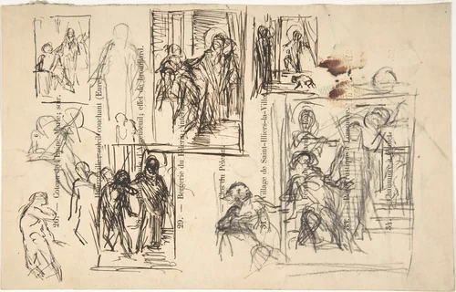 Studies for a figure composition by Narcisse Virgile Diaz de la Peña, drawing, 1820-1876