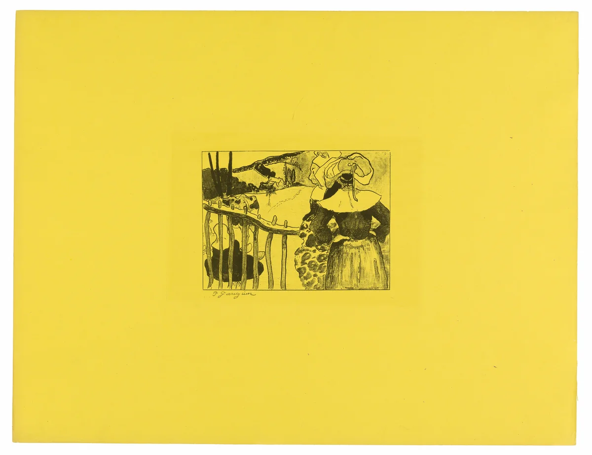 Breton Women by a Gate, from the Volpini Suite by Paul Gauguin, print, 1889