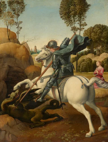 Saint George and the Dragon by Raphael, painting, 1506