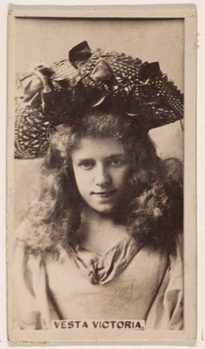 Vesta Victoria, from the Actresses series (N245) issued by Kinney Brothers to promote Sweet Caporal Cigarettes by Kinney Brothers Tobacco Company, photograph, 1890