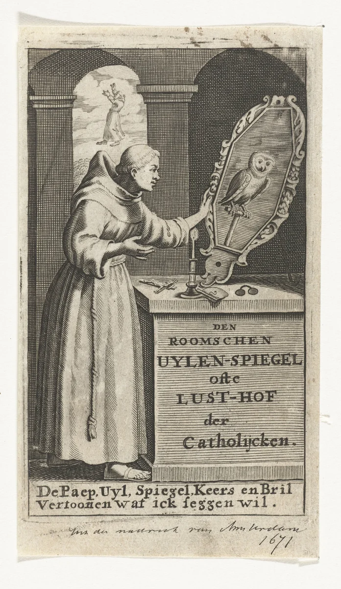 Tweede titelblad voor De Roomse Uilenspiegel by anonymous, print, 1671
