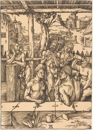 Bath House by Albrecht Dürer, print, 1496-1497