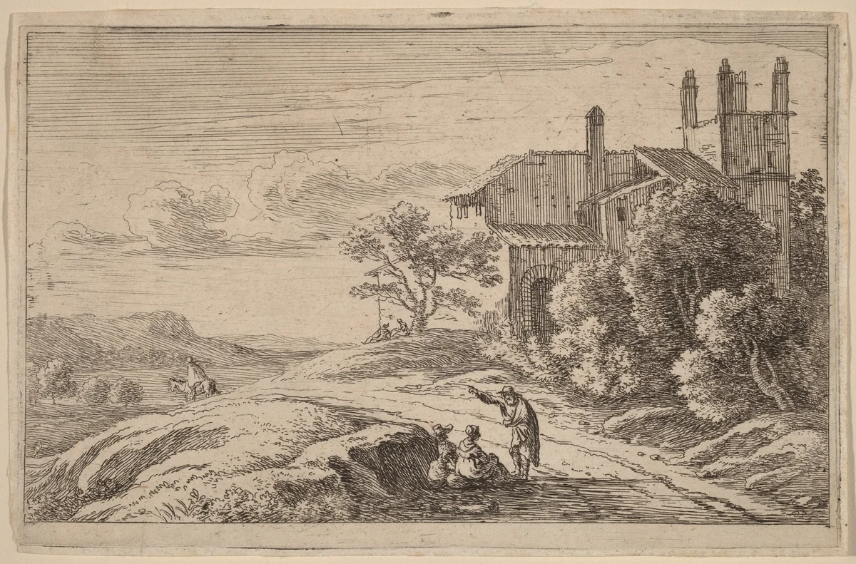 Building with a Square Tower by Herman van Swanevelt, print, 1600-1655