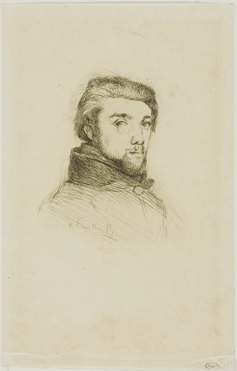 Portrait of Fantin-Latour by Felix Bracquemond, print, 1853