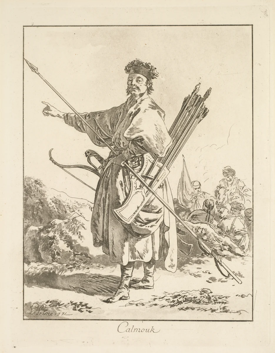Calmouk by Jean Baptiste Le Prince, print, 1771