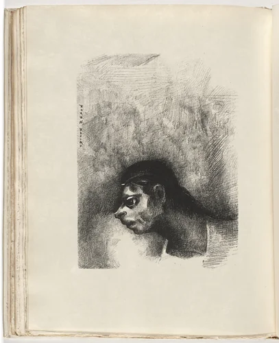 A Man of the People, a Savage, Passed beneath the Head of the Horses (Un Homme du peuple, un sauvage, a passé sous la tête des chevaux) (plate) from Le Juré by Odilon Redon, illustrated book, 1887